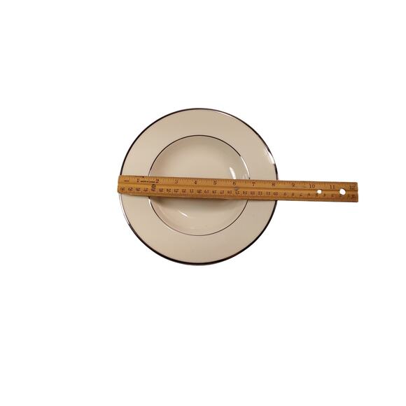 4 Vintage Lenox Montclair Bone China Soup Plates Platinum Trim USA 8” EUC - Picture 3 of 4